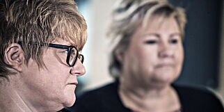 20160201 OSLO De parlamentariske lederne i partiene som inngår i flyktningeforliket møttes til smataler ved statsministerens kontor i morges. Trine Skei Grande og Erna Solberg
Foto: Hans Arne Vedlog / Dagbladet