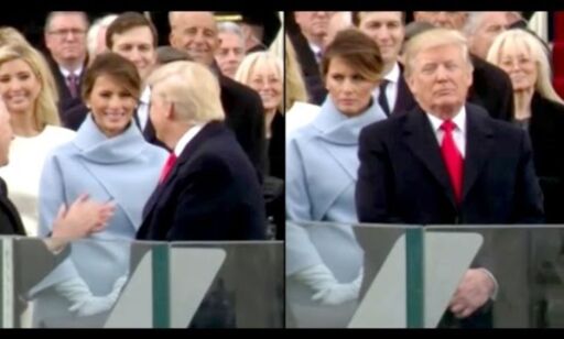 Med én gang Trump snur seg, får Melanias fjes et annet uttrykk