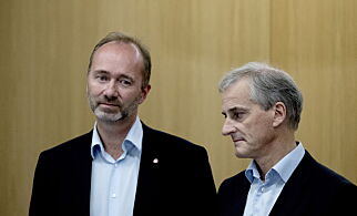 20170912 Oslo: Ledelsen i Ap holder pressekonferanse etter møte i Sentralstyret. Nestleder Trond Giske og partileder Jonas Gahr Støre. Foto: Bjørn Langsem / Dagbladet