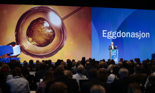 Gardermoen 20180407.
Kunnskaps- og integreringsminister Jan Tore Sanner fra Høyre innleder til storresolusjon om bioteknologi under Høyres landsmøte på Gardermoen fredag. Eggdonasjon.
Foto: Lise Åserud / NTB scanpix